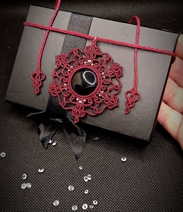 Pandantiv Talisman Micromacrame Mandala Onix