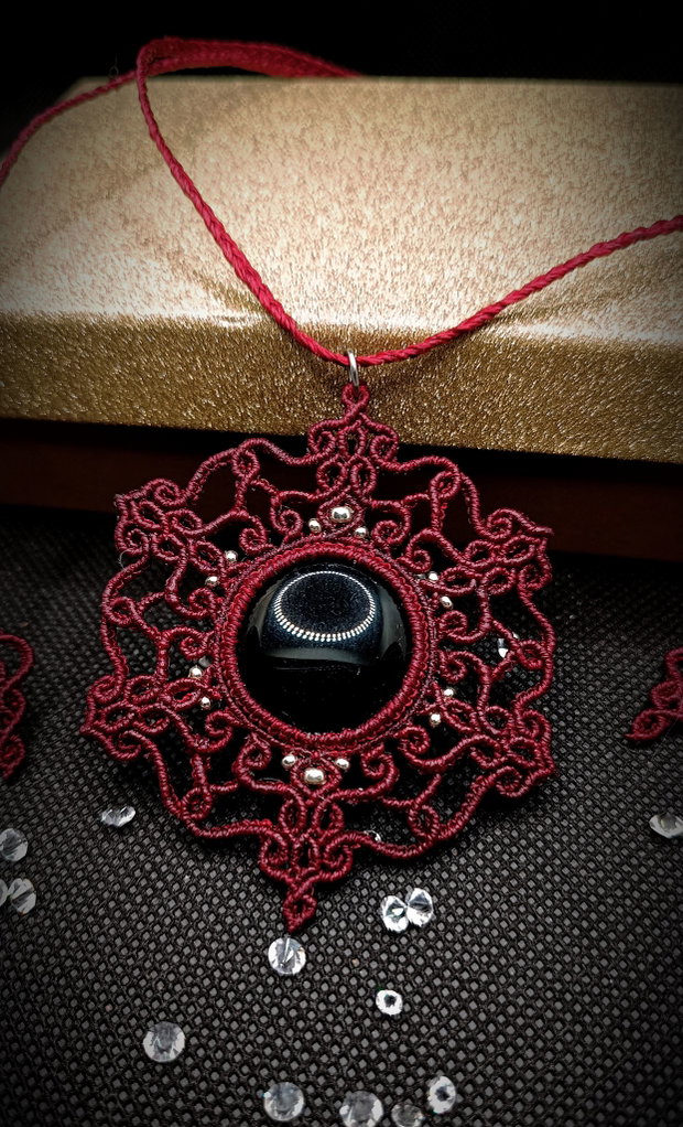 Pandantiv Talisman Micromacrame Mandala Onix