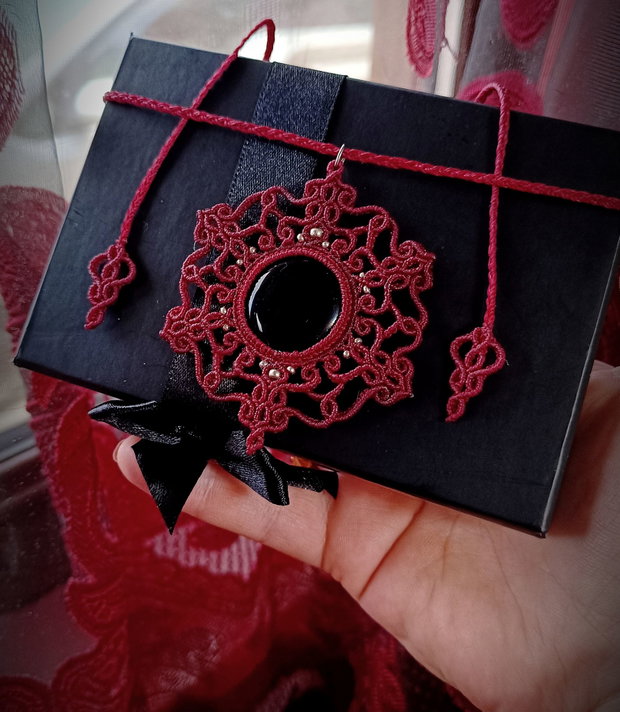 Pandantiv Talisman Micromacrame Mandala Onix