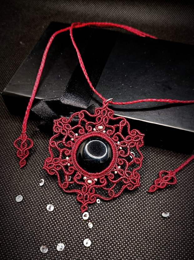 Pandantiv Talisman Micromacrame Mandala Onix