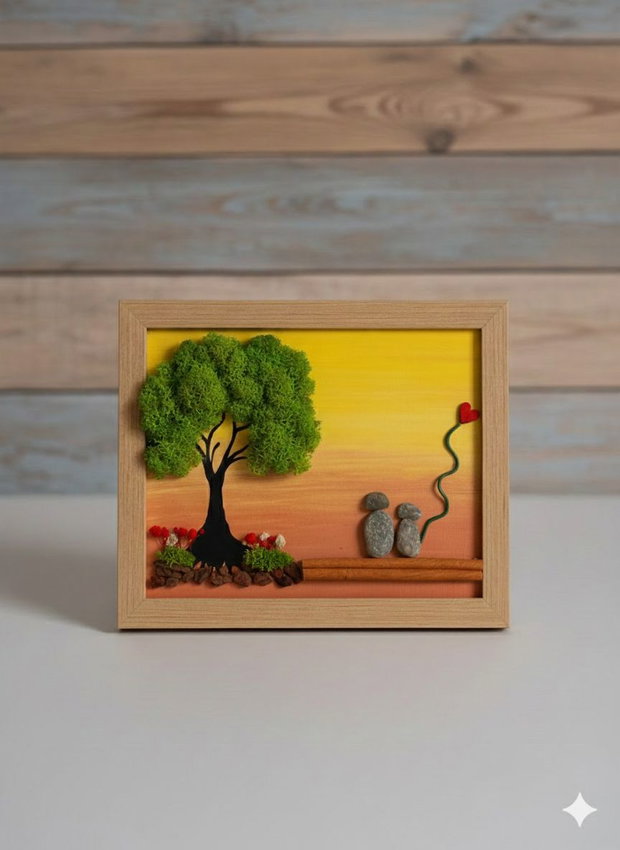 Cadou ziua indragostilor / Valentine's Day handmade din licheni si pietre, personalizabil