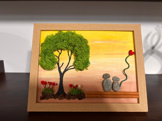 Cadou ziua indragostilor / Valentine's Day handmade din licheni si pietre, personalizabil
