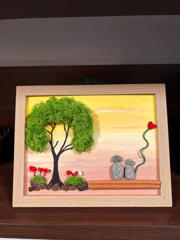 Cadou ziua indragostilor / Valentine's Day handmade din licheni si pietre, personalizabil