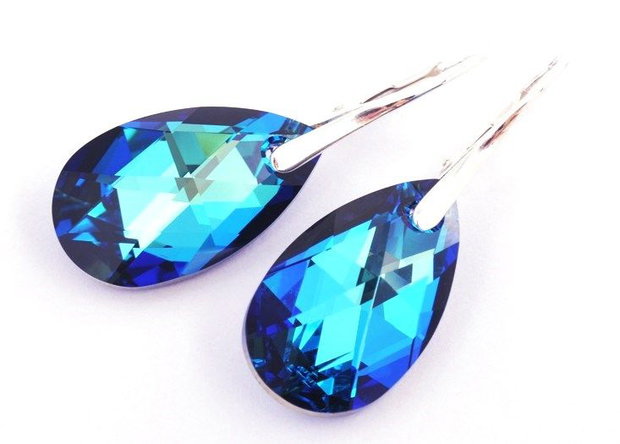 Cercei Cristale Swarovski si Argint 925 - CE253.1 - cercei albastri, cercei cristale mari, cercei stralucitori, cercei picatura, cadou romantic, cercei ocazie, cercei cadou, cadou iubita