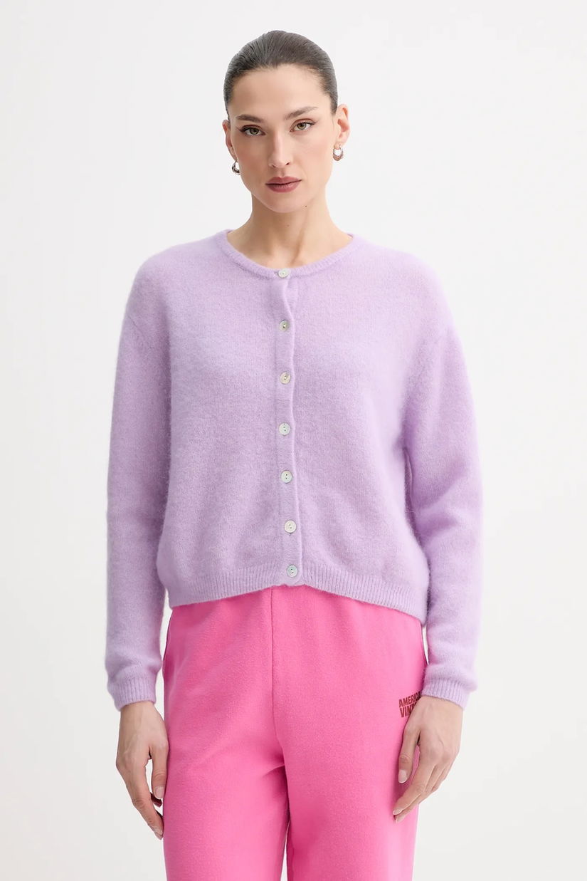 American Vintage cardigan din amestec de lână GILET ML COL ROND