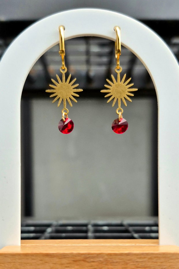 Cercei auriți cu stele și Swarovski Crystal