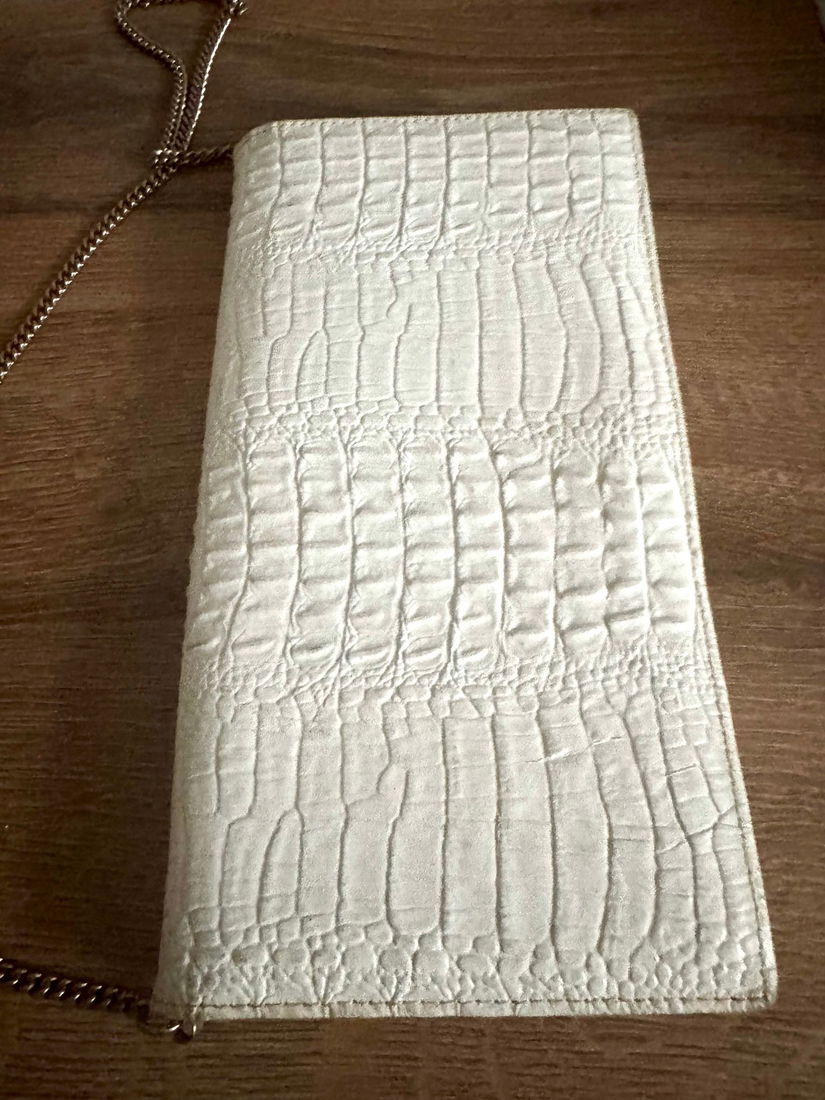 POSETA PLIC VINTAGE PIELE CROCODIL ALB AN 1955