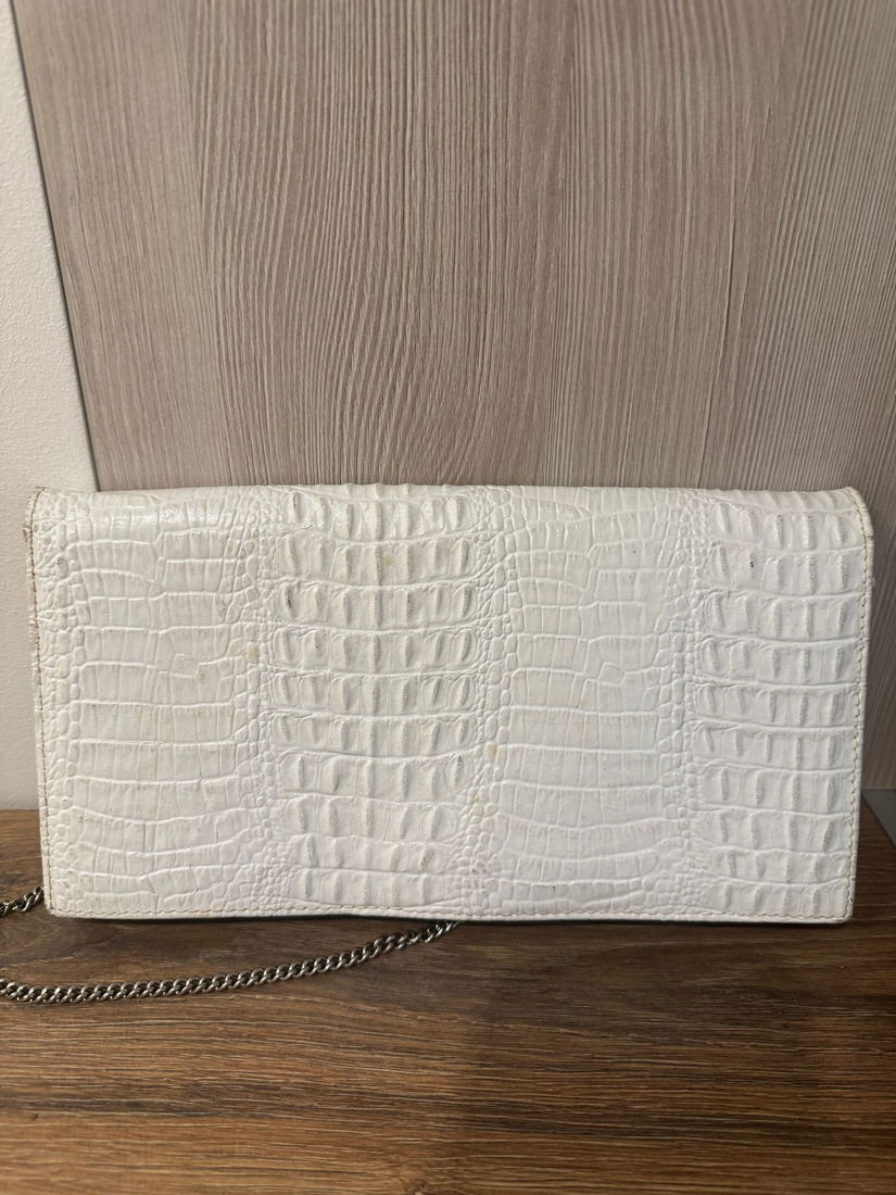 POSETA PLIC VINTAGE PIELE CROCODIL ALB AN 1955