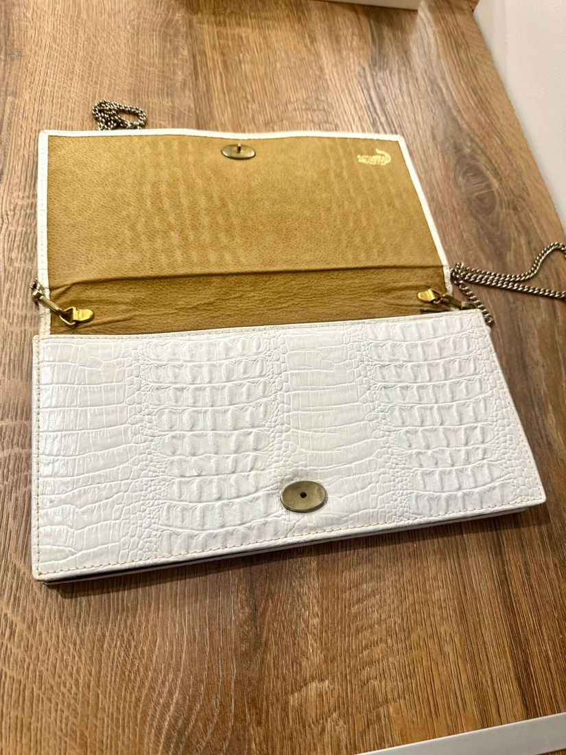 POSETA PLIC VINTAGE PIELE CROCODIL ALB AN 1955