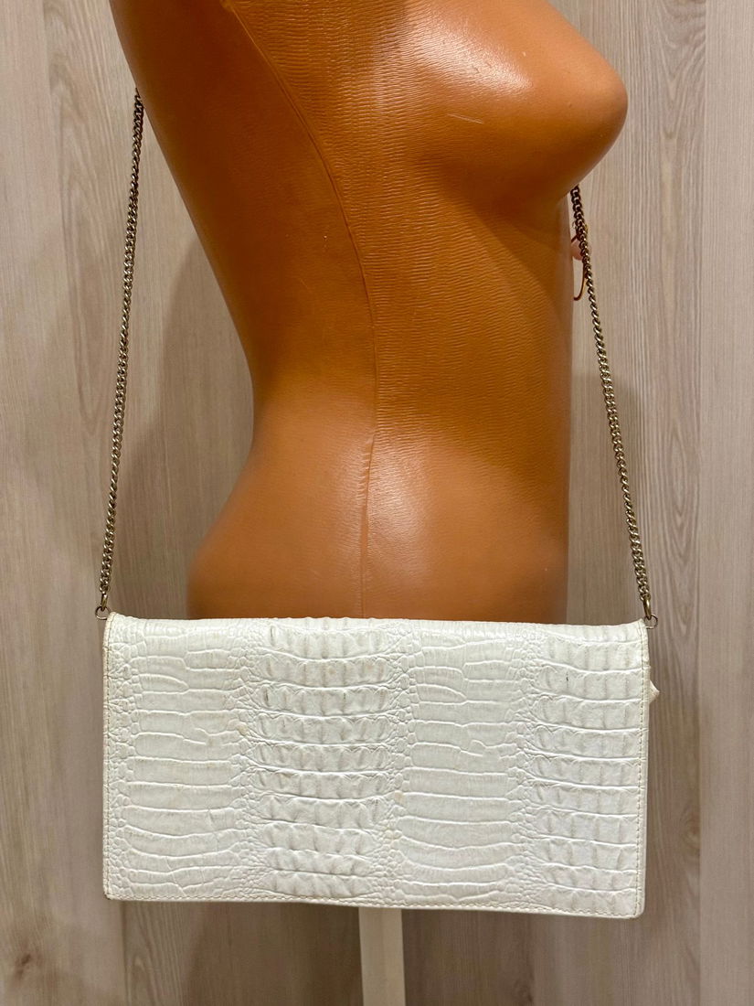 POSETA PLIC VINTAGE PIELE CROCODIL ALB AN 1955