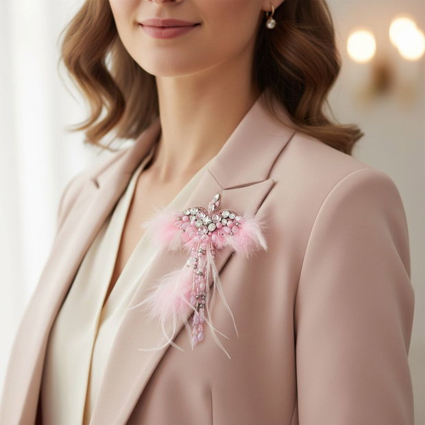 Rezervat Broșă - Pink Glam Bird