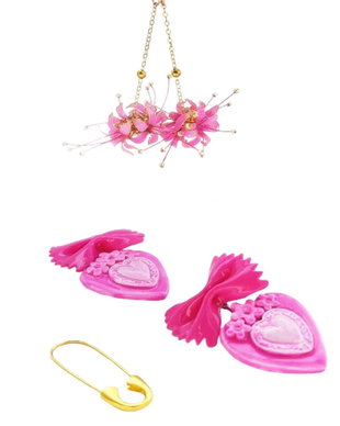 CERCEI FARFALLE SUGAR BLOOM  Cercei 3 in1 cu Fundiță, Inimă și Flori, Bijuterii Unicat LIL.LU.BIJOUX Handmade