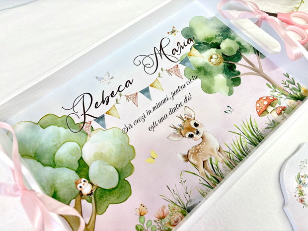 Set aniversar personalizat 1 anisor - Bambi- Tavita turta si accesorii