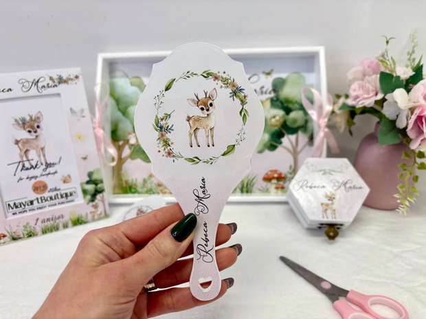 Set aniversar personalizat 1 anisor - Bambi- Tavita turta si accesorii