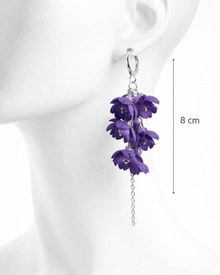 Cercei Handmade unicat cu flori mov (cod1299)