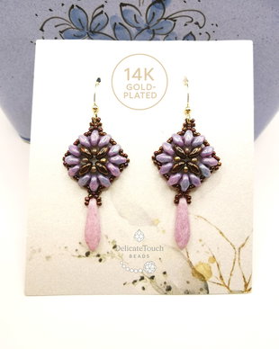 Cercei look vintage, Cercei dangle cu superduo, design floral