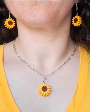 Set cercei și colier Floarea-Soarelui