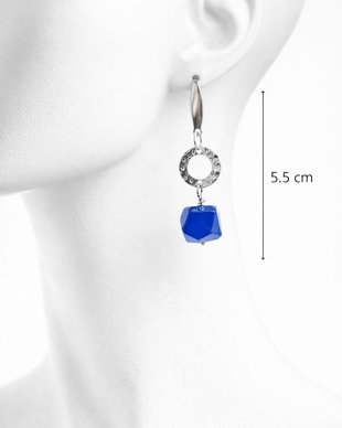 Cercei handmade cu pietre semipretioase - agate albastre (cod1351)