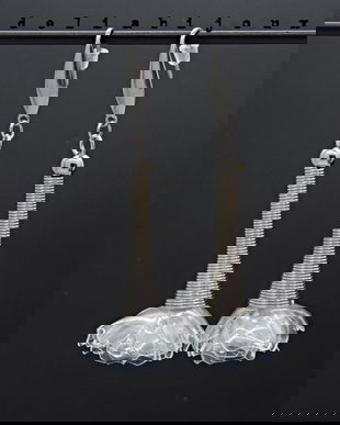 Cercei statement florali din plastic reciclat handmade, unicat (cod1371)