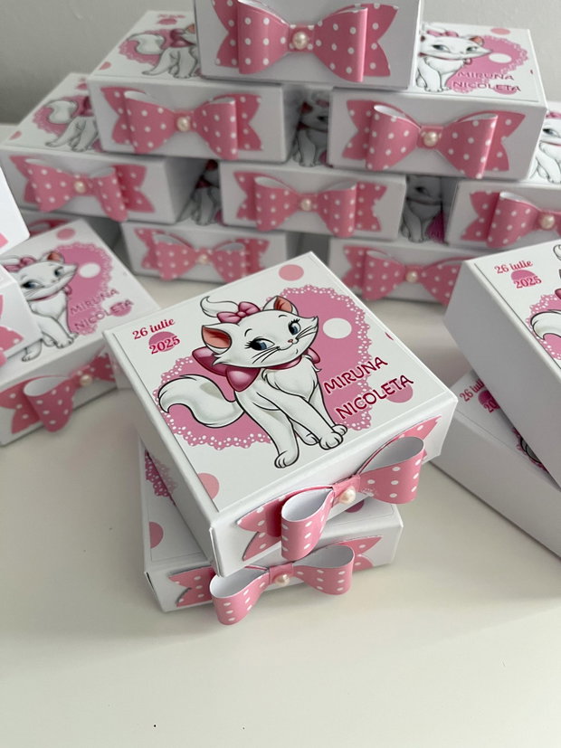 Cutii mărturii botez Pisicuța Marie- personalizate
