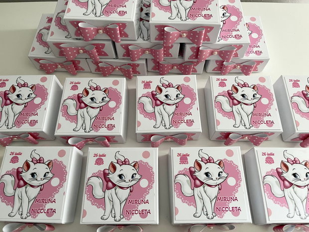 Cutii mărturii botez Pisicuța Marie- personalizate