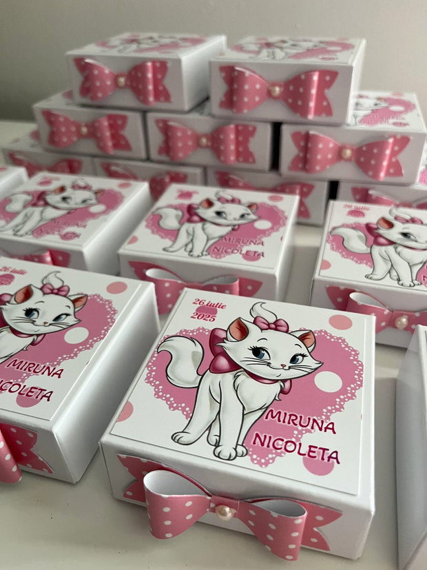 Cutii mărturii botez Pisicuța Marie- personalizate