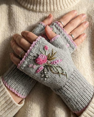 Mănuși handmade gri