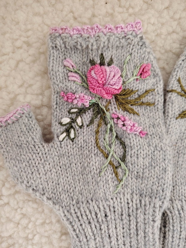 Mănuși handmade gri