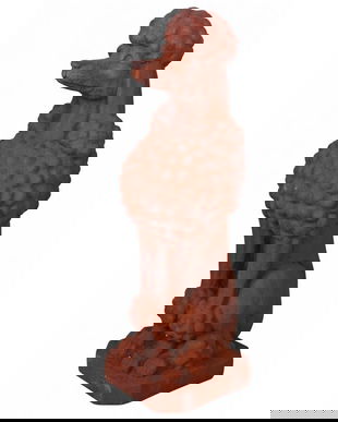 Statueta din rasini cu un pudel maro