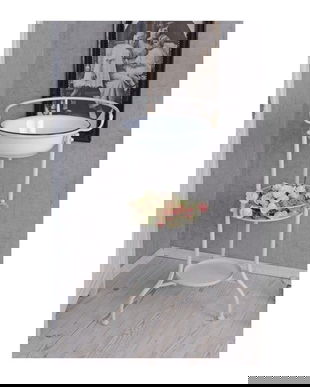 Set lavoar din metal masiv alb antichizat