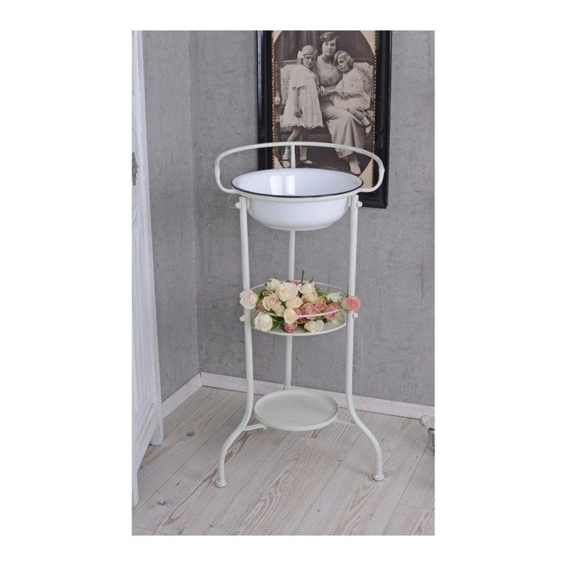 Set lavoar din metal masiv alb antichizat