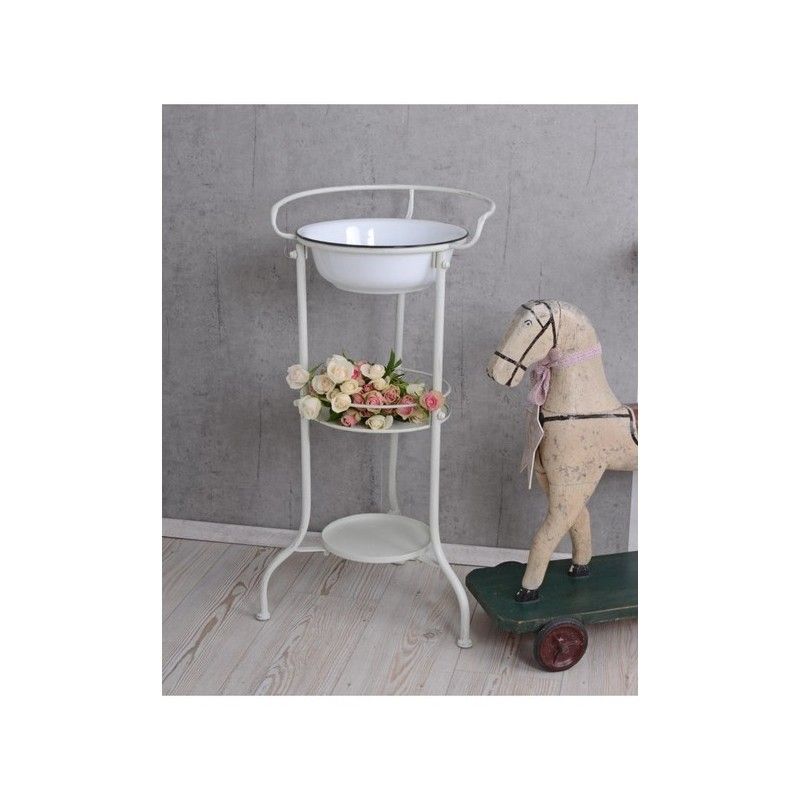 Set lavoar din metal masiv alb antichizat