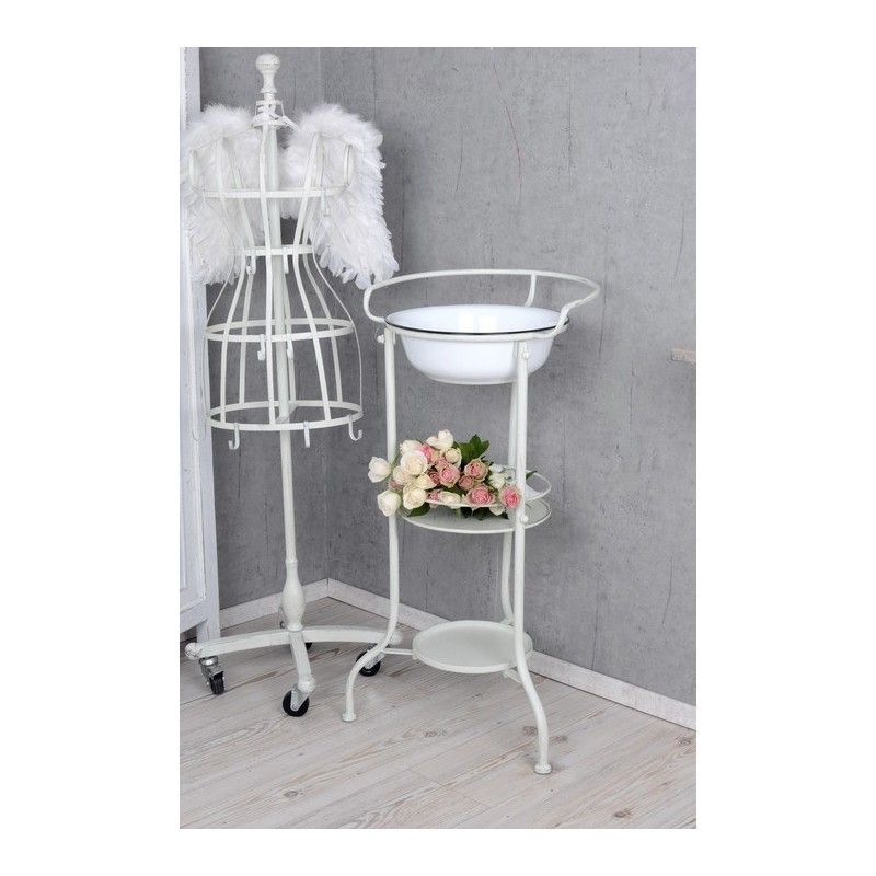 Set lavoar din metal masiv alb antichizat