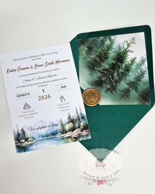 Invitatie nunta verde padure
