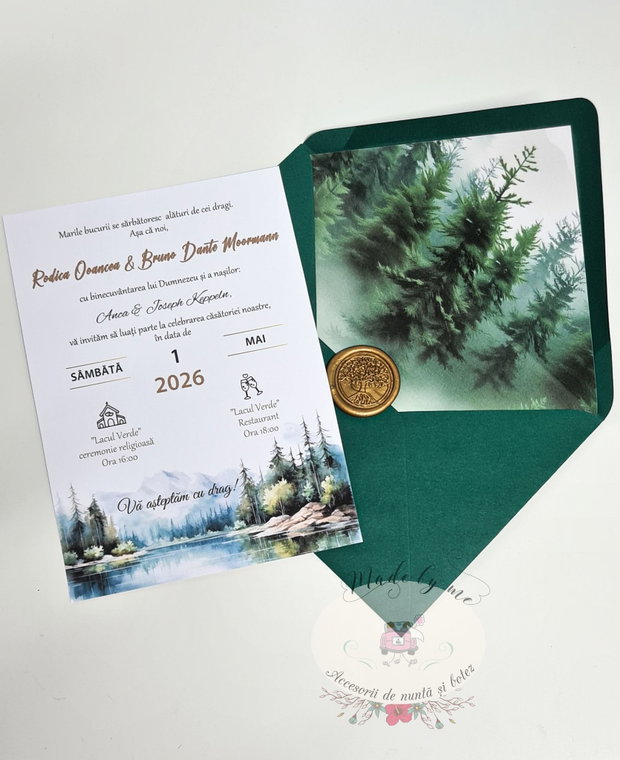 Invitatie nunta verde padure