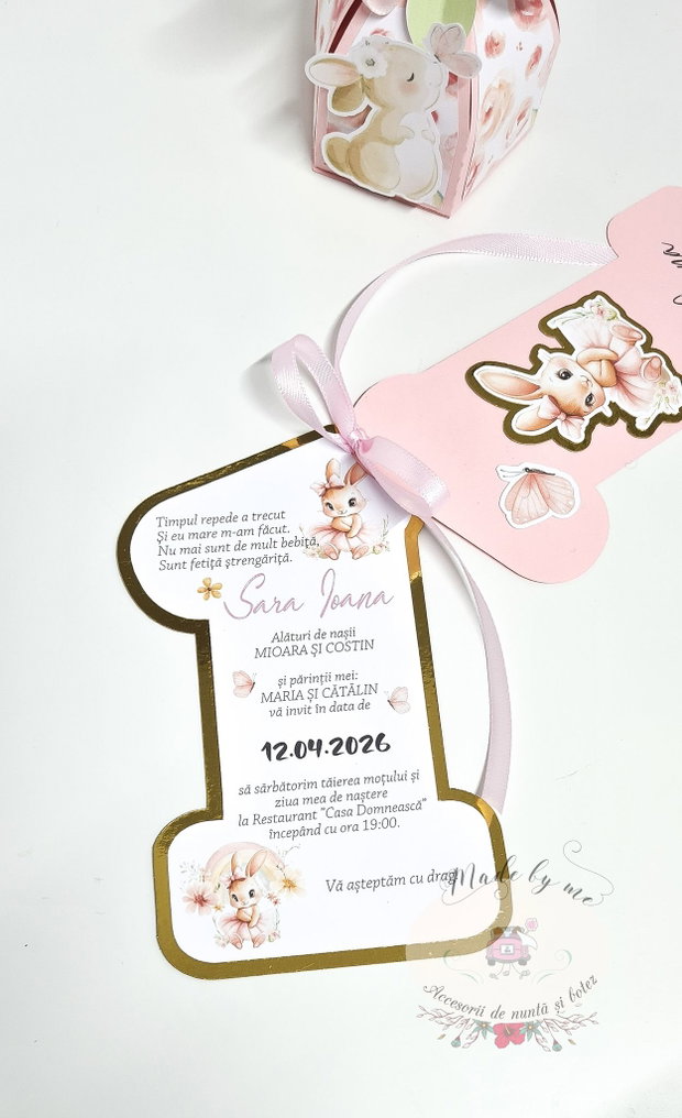 Invitatie mot/1 an cu iepuras