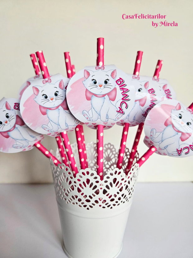 Set paie suc decorate Pisicuța Marie și personalizate