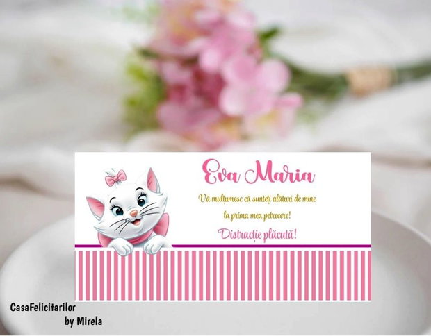 Plicuri bani botez fetițe -baby Pisicuța Marie