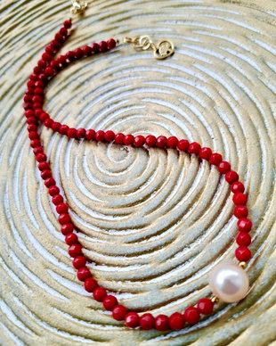 Colier CHOKER Coral rosu MARTISOR