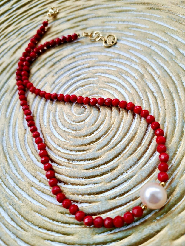 Colier CHOKER Coral rosu MARTISOR