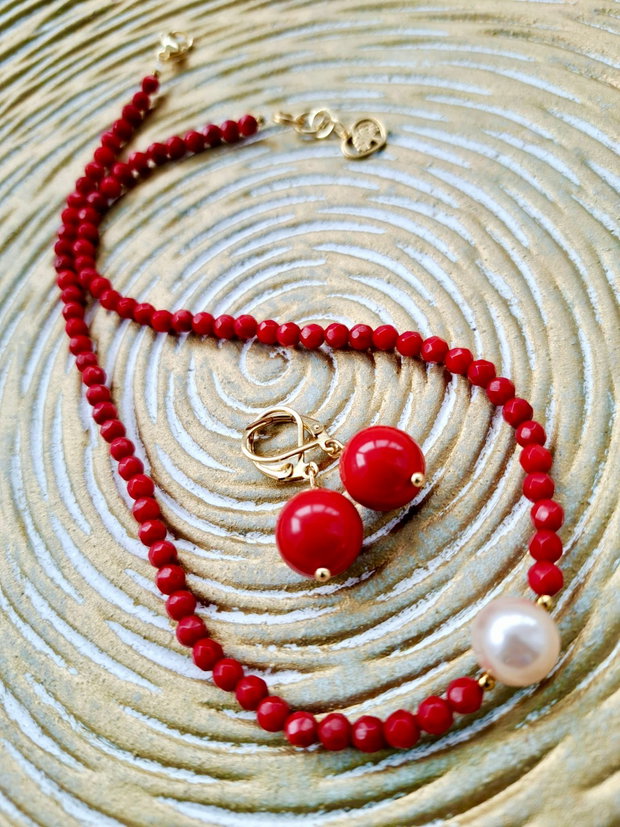 Colier CHOKER Coral rosu MARTISOR