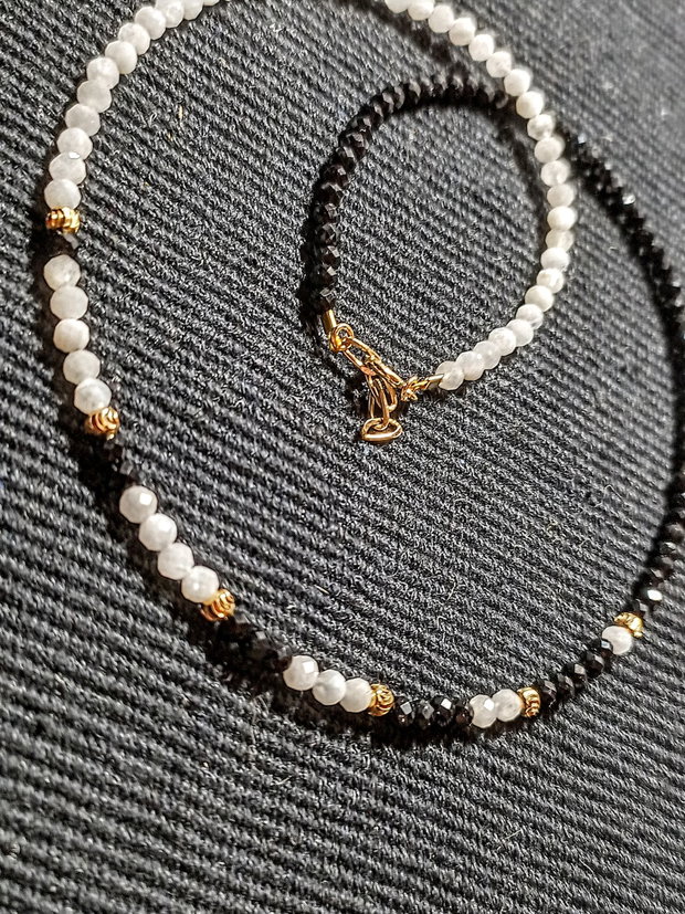 Rezervat. Colier vermeil piatra lunii spinel gradient minimalist boho chic trendy