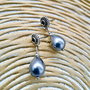 Cercei perle gri de Mallorca & cristale Swarovski
