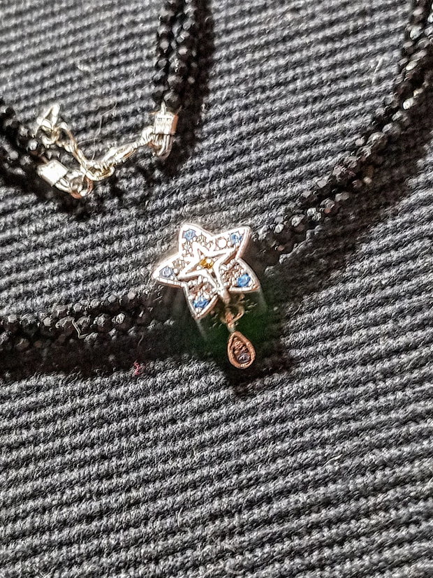 Colier argint X3 spinel negru stea argint zirconii minimalist boho chic trendy - Transport gratuit