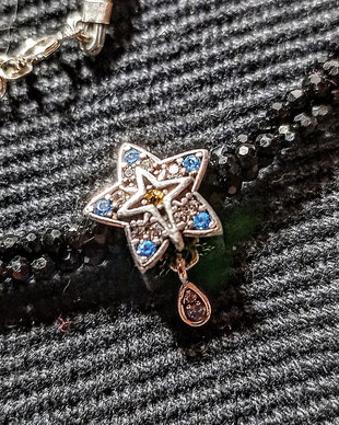Colier argint X3 spinel negru stea argint zirconii minimalist boho chic trendy - Transport gratuit
