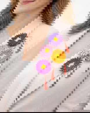 Broșe handmade cu flori tip crizantemă- Martisor (cod1372)