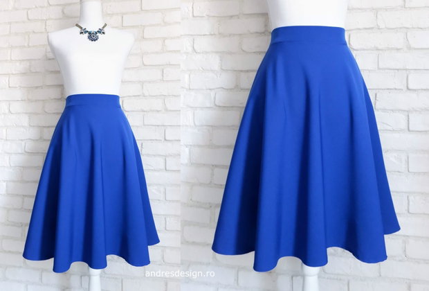 Rochie Clos Midi Albastra cu Guler Intors