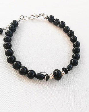 bratara onix negru argintata