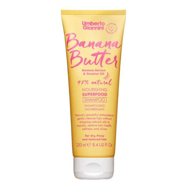 Sampon Hranitor pentru Par Uscat, Frizzy si Texturat - Umberto Giannini Banana Butter Nourishing Superfood Shampoo, 250 ml
