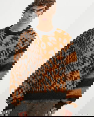 Aries pulover din amestec de lână Brushed Leopard